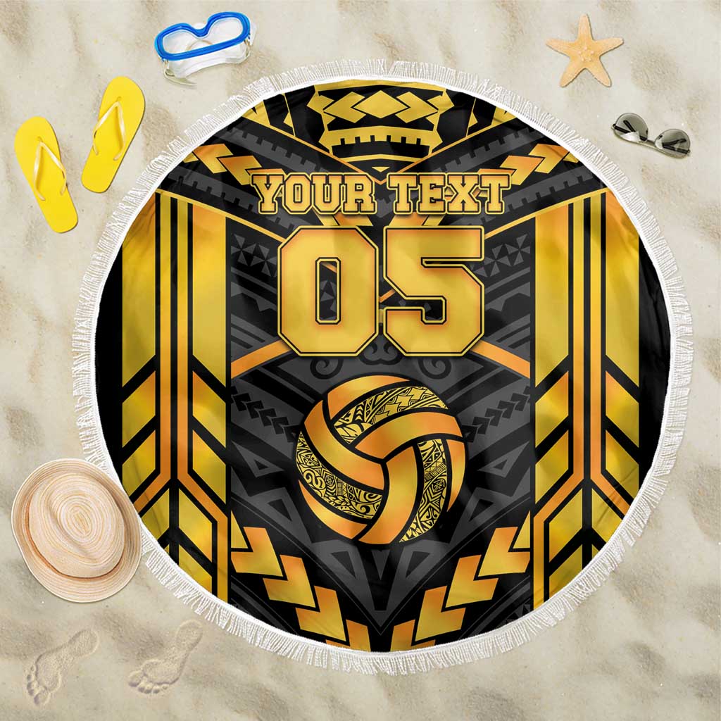 Custom Polynesia Beach Volleyball Beach Blanket Gold Polynesian Tribal Pattern - Polynesian Pride