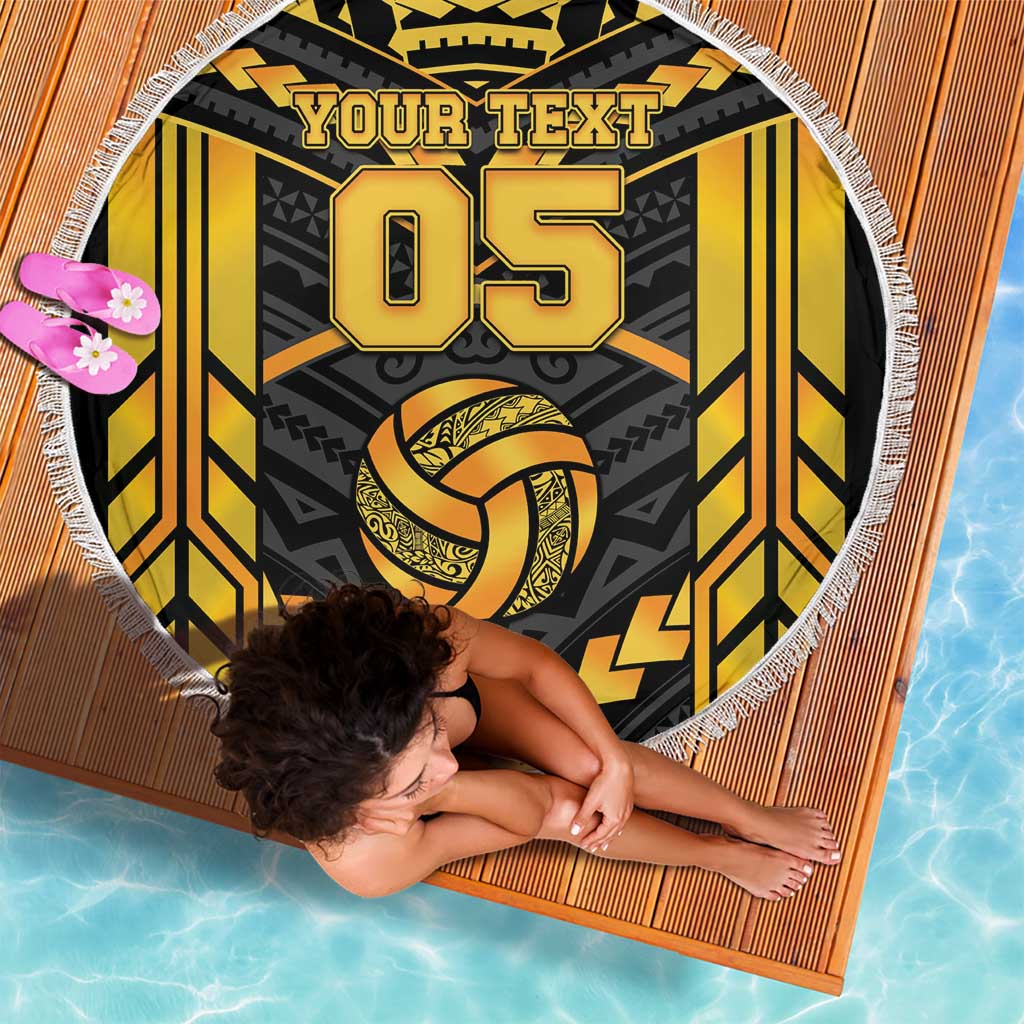 Custom Polynesia Beach Volleyball Beach Blanket Gold Polynesian Tribal Pattern LT05 - Polynesian Pride