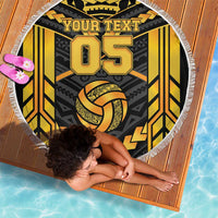 Custom Polynesia Beach Volleyball Beach Blanket Gold Polynesian Tribal Pattern LT05 - Polynesian Pride
