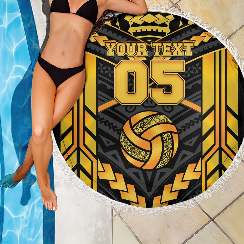 Custom Polynesia Beach Volleyball Beach Blanket Gold Polynesian Tribal Pattern LT05 - Polynesian Pride