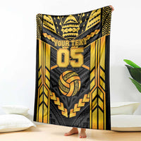 Custom Polynesia Beach Volleyball Blanket Gold Polynesian Tribal Pattern - Polynesian Pride