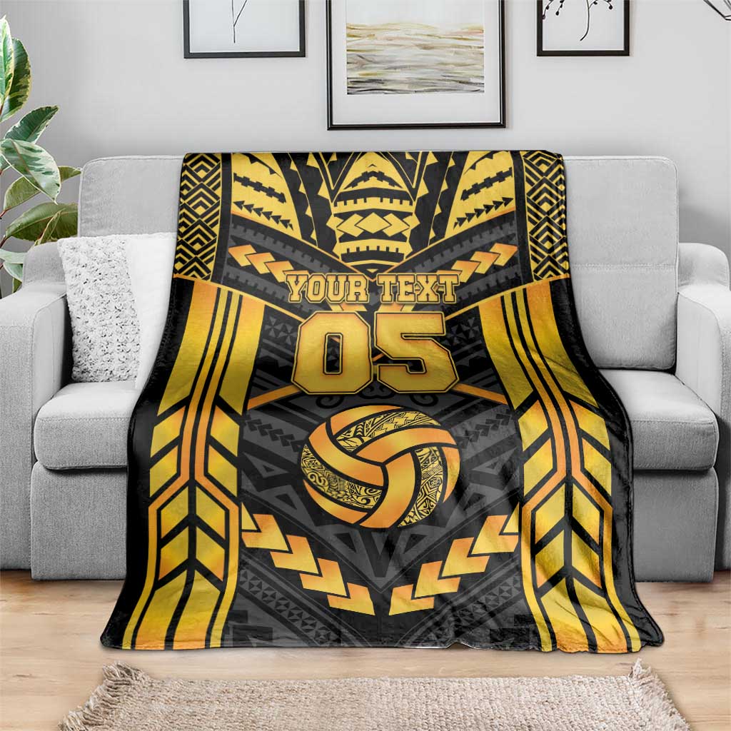 Custom Polynesia Beach Volleyball Blanket Gold Polynesian Tribal Pattern - Polynesian Pride