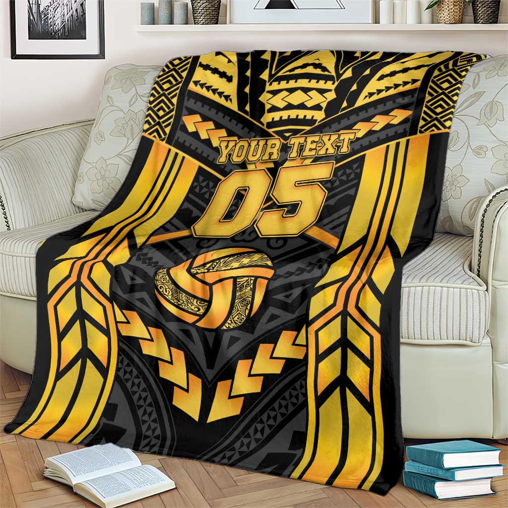 Custom Polynesia Beach Volleyball Blanket Gold Polynesian Tribal Pattern - Polynesian Pride