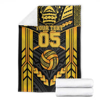 Custom Polynesia Beach Volleyball Blanket Gold Polynesian Tribal Pattern - Polynesian Pride