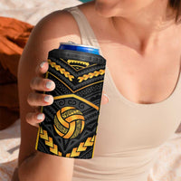 Custom Polynesia Beach Volleyball 4 in 1 Can Cooler Tumbler Gold Polynesian Tribal Pattern - Polynesian Pride