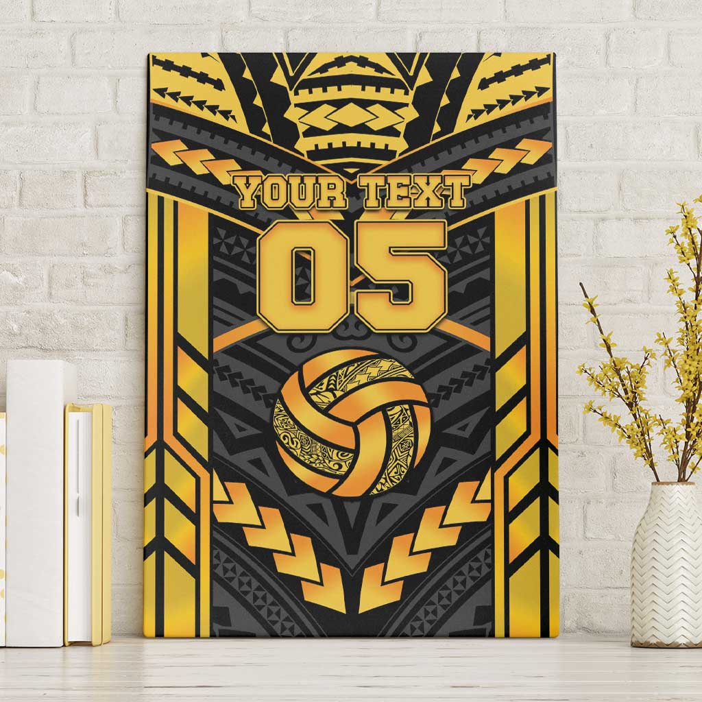 Custom Polynesia Beach Volleyball Canvas Wall Art Gold Polynesian Tribal Pattern - Polynesian Pride
