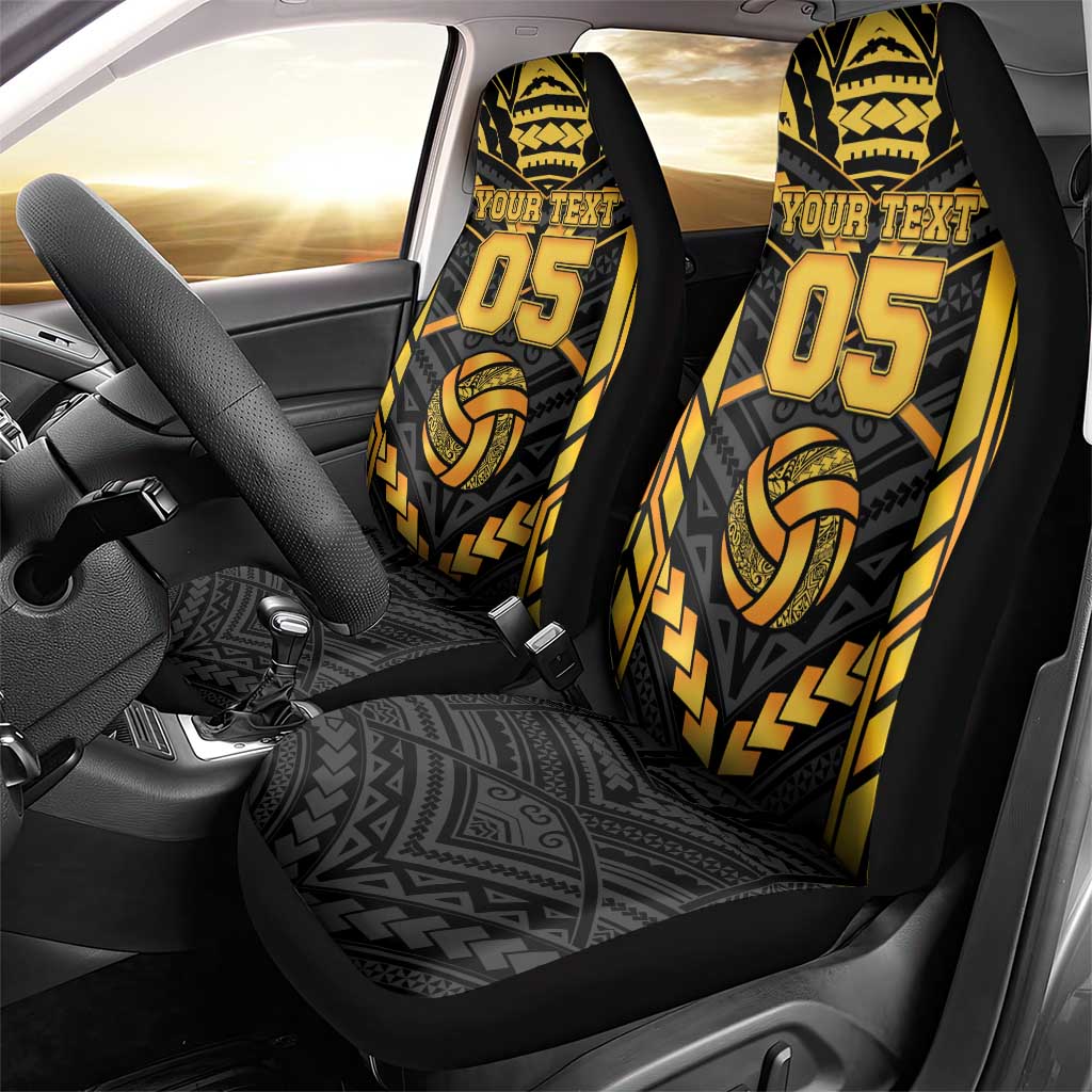 Custom Polynesia Beach Volleyball Car Seat Cover Gold Polynesian Tribal Pattern - Polynesian Pride