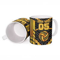 Custom Polynesia Beach Volleyball Ceramic Mug Gold Polynesian Tribal Pattern - Polynesian Pride
