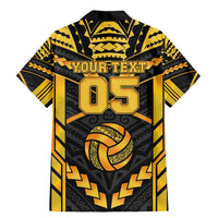 Custom Polynesia Beach Volleyball Family Matching Mermaid Dress and Hawaiian Shirt Gold Polynesian Tribal Pattern - Polynesian Pride