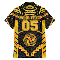 Custom Polynesia Beach Volleyball Family Matching Off Shoulder Maxi Dress and Hawaiian Shirt Gold Polynesian Tribal Pattern LT05 - Polynesian Pride