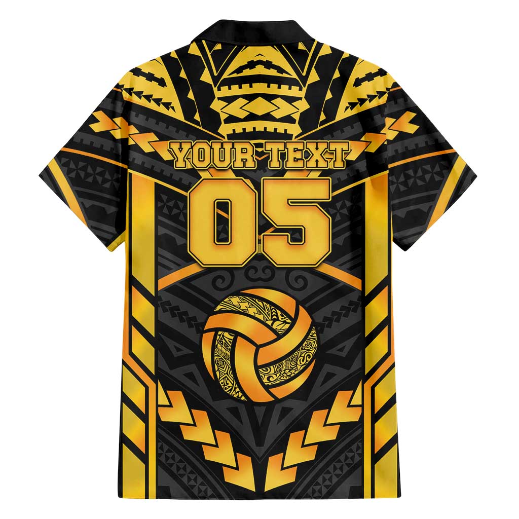 Custom Polynesia Beach Volleyball Family Matching Off Shoulder Short Dress and Hawaiian Shirt Gold Polynesian Tribal Pattern LT05 - Polynesian Pride