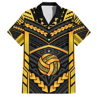Custom Polynesia Beach Volleyball Family Matching Summer Maxi Dress and Hawaiian Shirt Gold Polynesian Tribal Pattern - Polynesian Pride