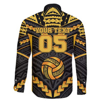 Custom Polynesia Beach Volleyball Family Matching Summer Maxi Dress and Hawaiian Shirt Gold Polynesian Tribal Pattern - Polynesian Pride