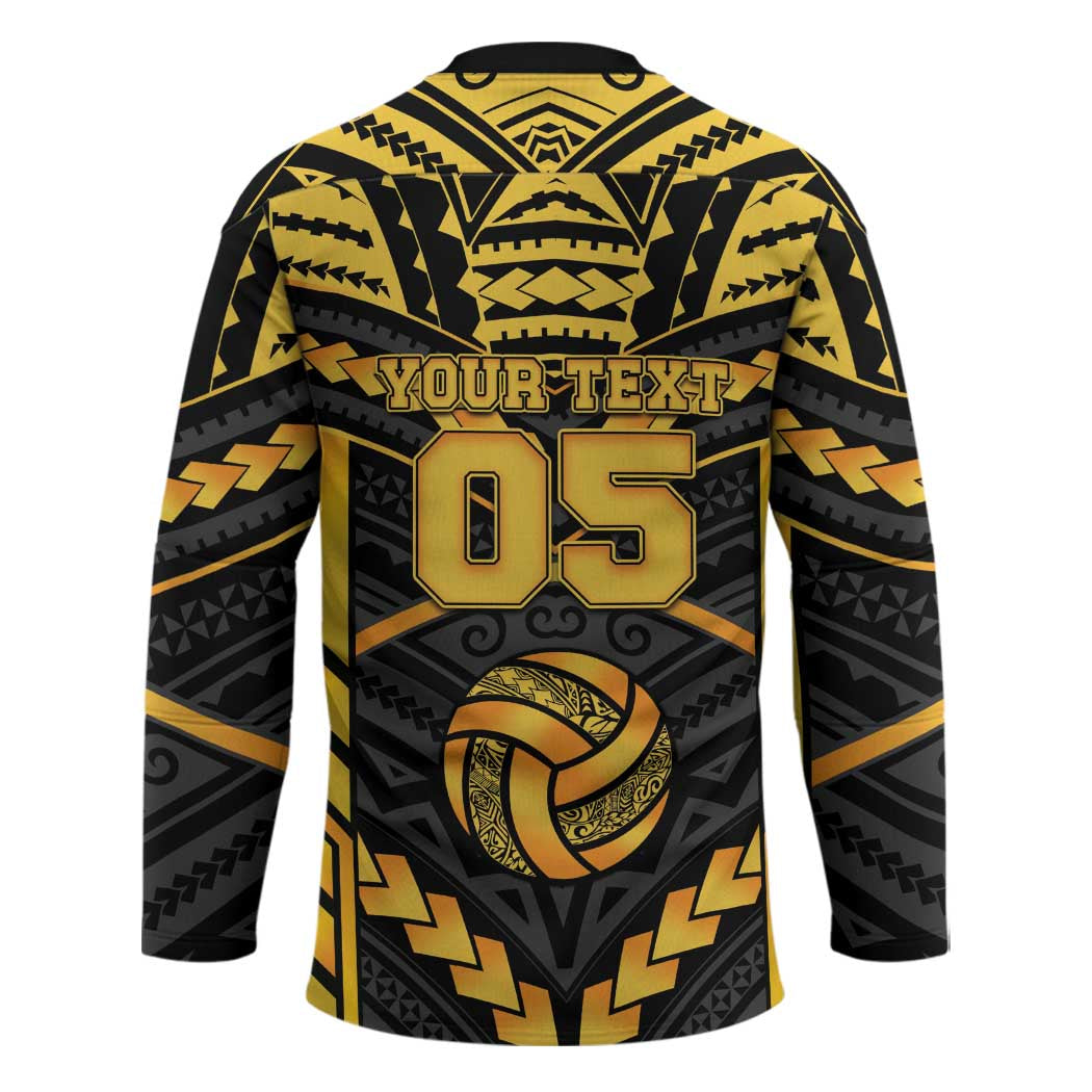 Custom Polynesia Beach Volleyball Hockey Jersey Gold Polynesian Tribal Pattern - Polynesian Pride