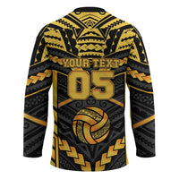Custom Polynesia Beach Volleyball Hockey Jersey Gold Polynesian Tribal Pattern - Polynesian Pride