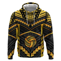 Custom Polynesia Beach Volleyball Hoodie Gold Polynesian Tribal Pattern - Polynesian Pride