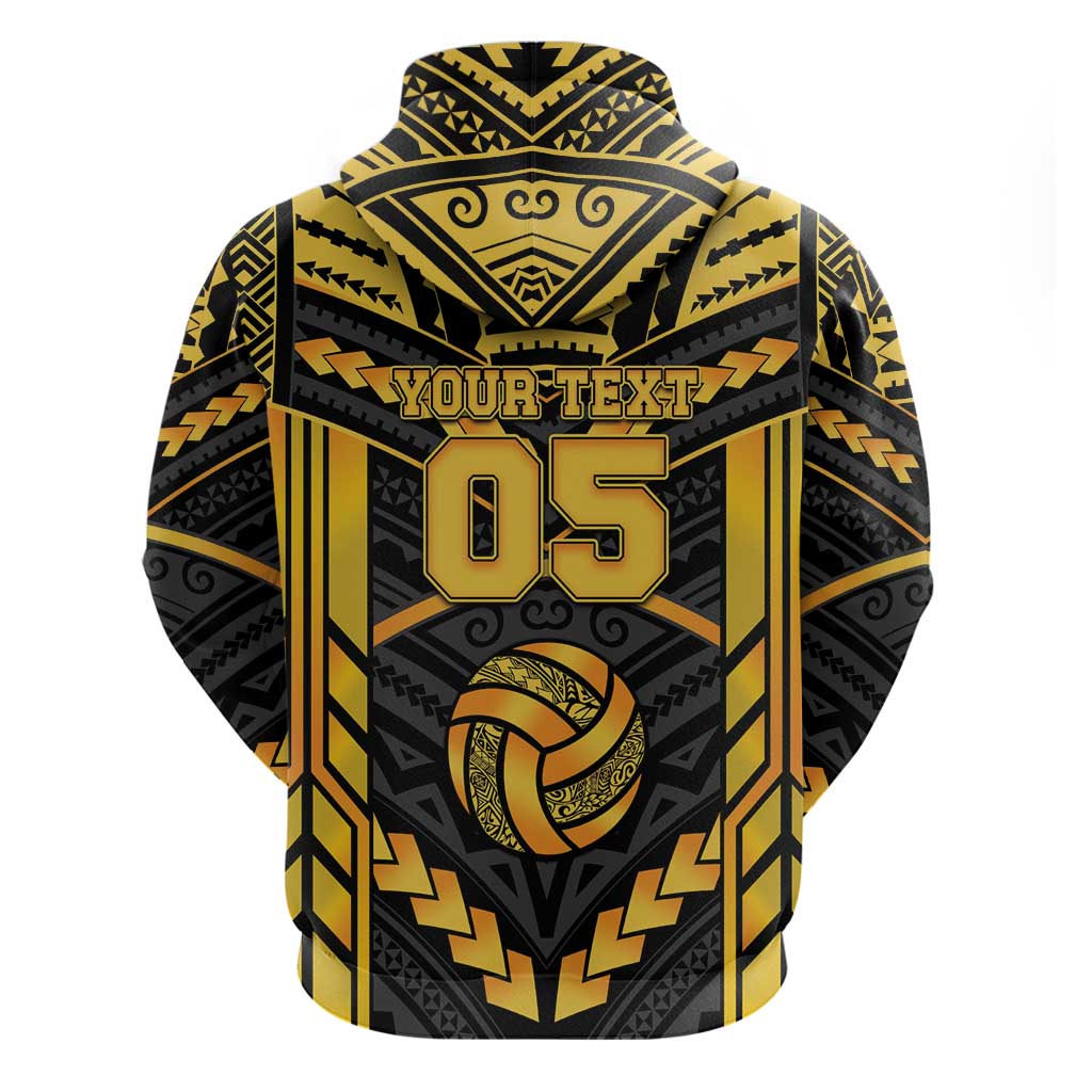 Custom Polynesia Beach Volleyball Hoodie Gold Polynesian Tribal Pattern - Polynesian Pride