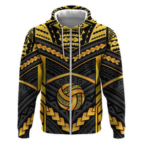 Custom Polynesia Beach Volleyball Hoodie Gold Polynesian Tribal Pattern - Polynesian Pride