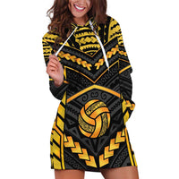Custom Polynesia Beach Volleyball Hoodie Dress Gold Polynesian Tribal Pattern LT05 Gold - Polynesian Pride