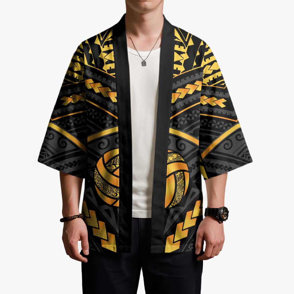 Custom Polynesia Beach Volleyball Kimono Gold Polynesian Tribal Pattern LT05 - Polynesian Pride