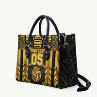 Custom Polynesia Beach Volleyball Leather Bag Gold Polynesian Tribal Pattern - Polynesian Pride