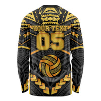 Custom Polynesia Beach Volleyball Long Sleeve Shirt Gold Polynesian Tribal Pattern LT05 - Polynesian Pride