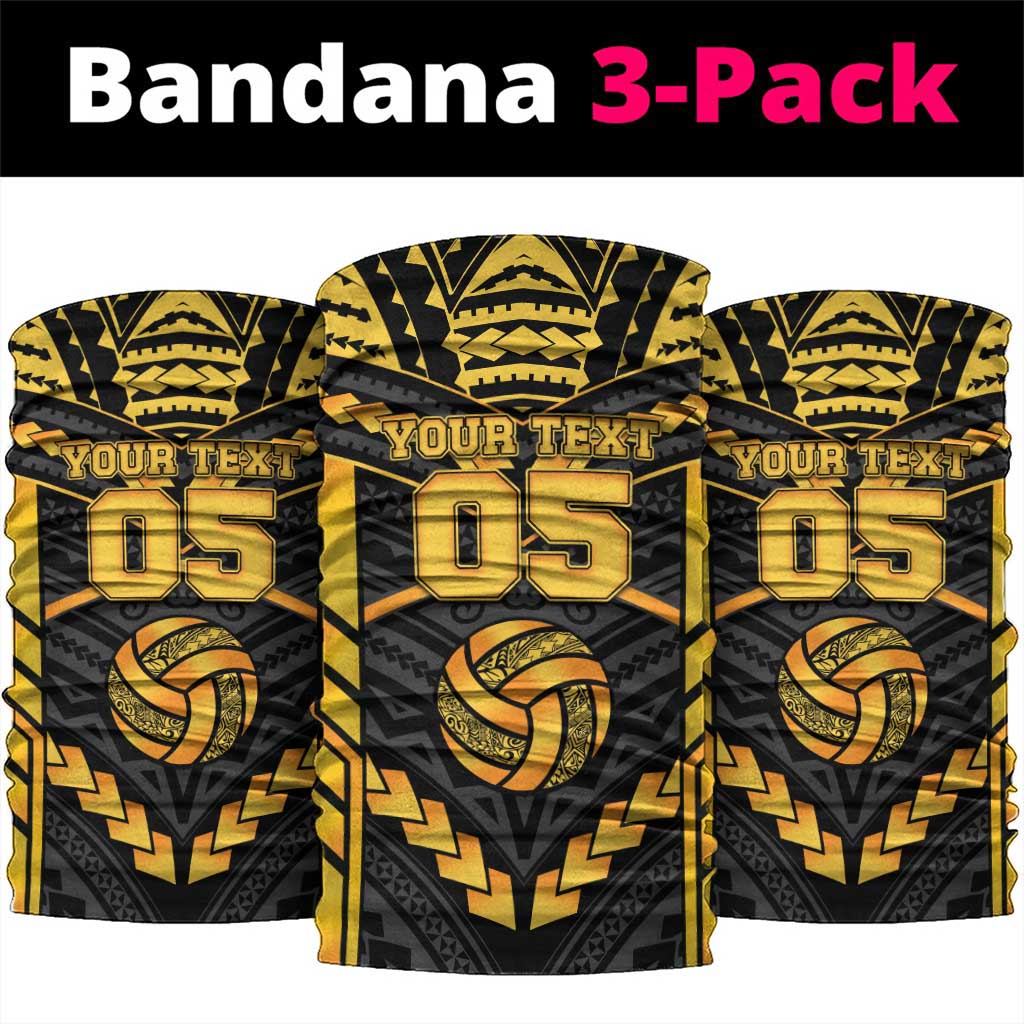Custom Polynesia Beach Volleyball Neck Gaiter Gold Polynesian Tribal Pattern - Polynesian Pride