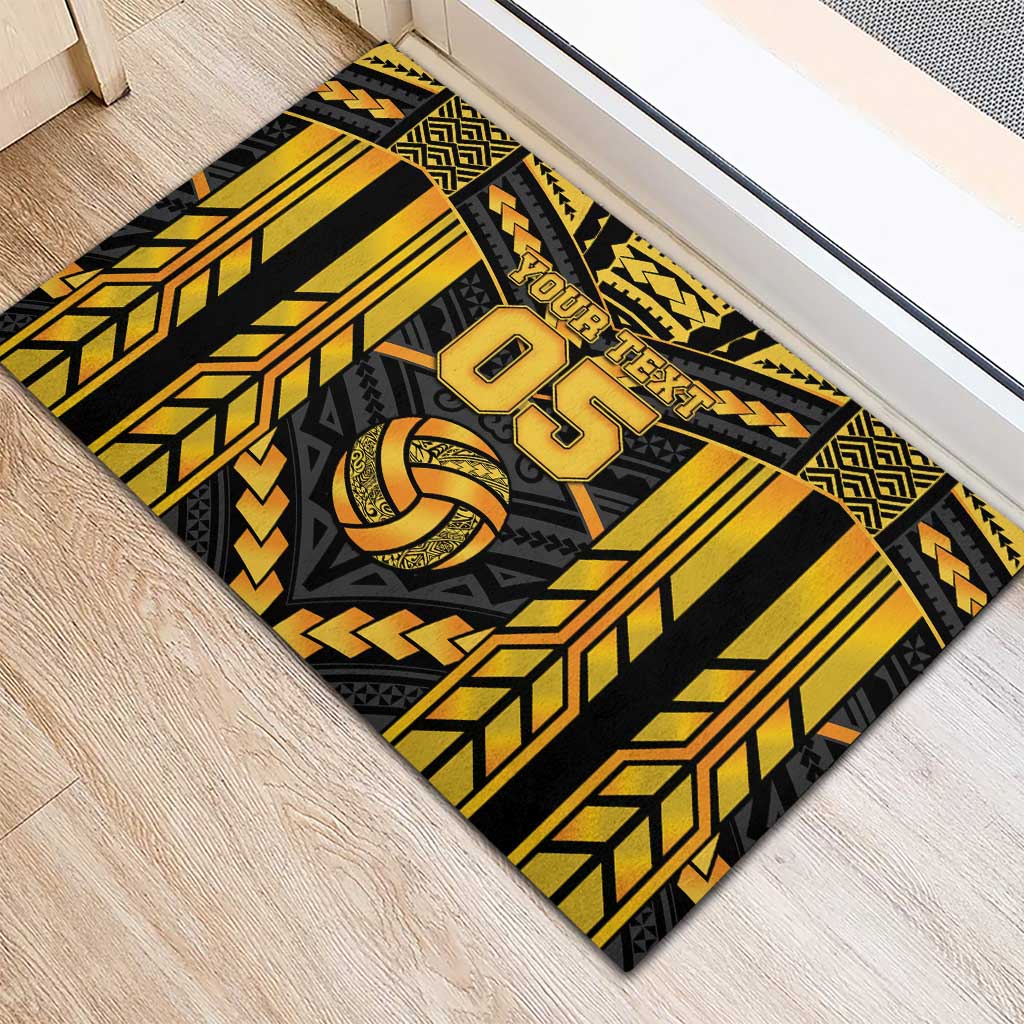 Custom Polynesia Beach Volleyball Rubber Doormat Gold Polynesian Tribal Pattern LT05 - Polynesian Pride