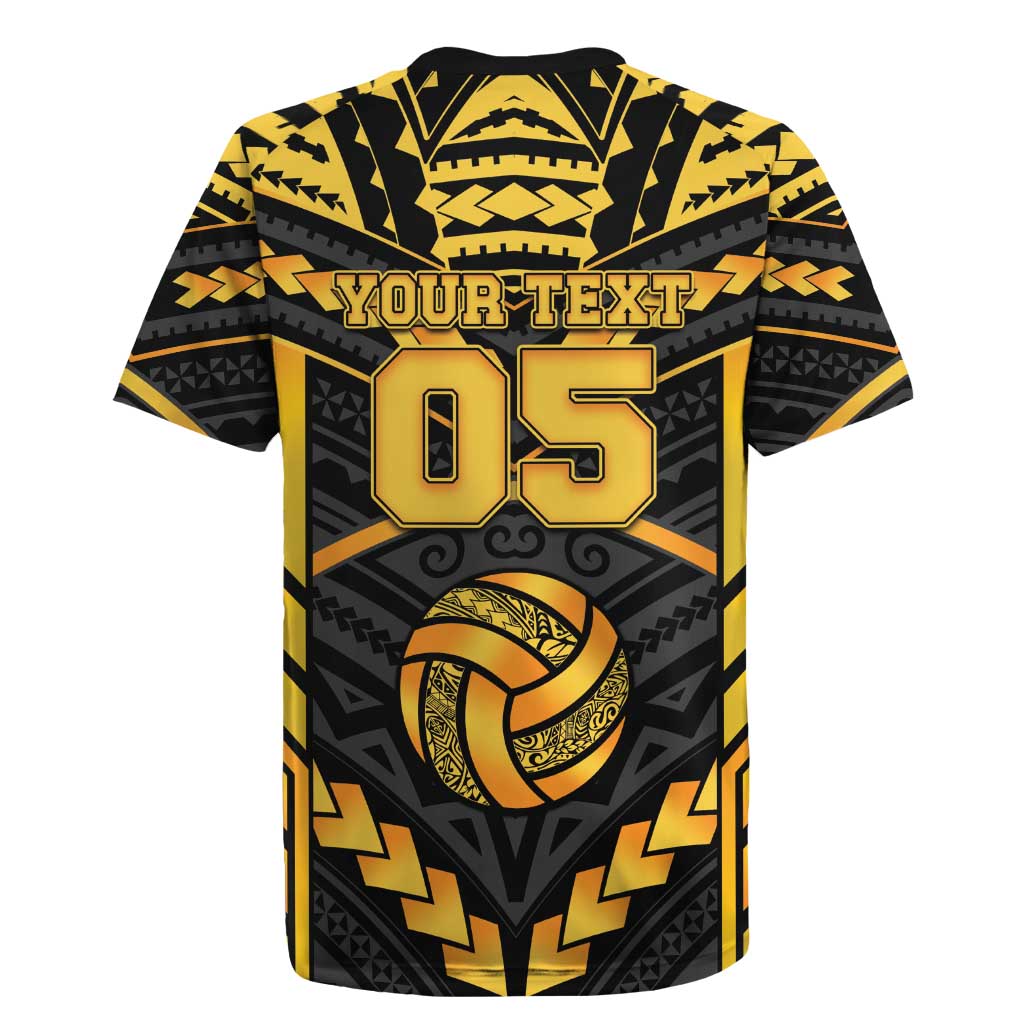 Custom Polynesia Beach Volleyball Rugby Jersey Gold Polynesian Tribal Pattern - Polynesian Pride