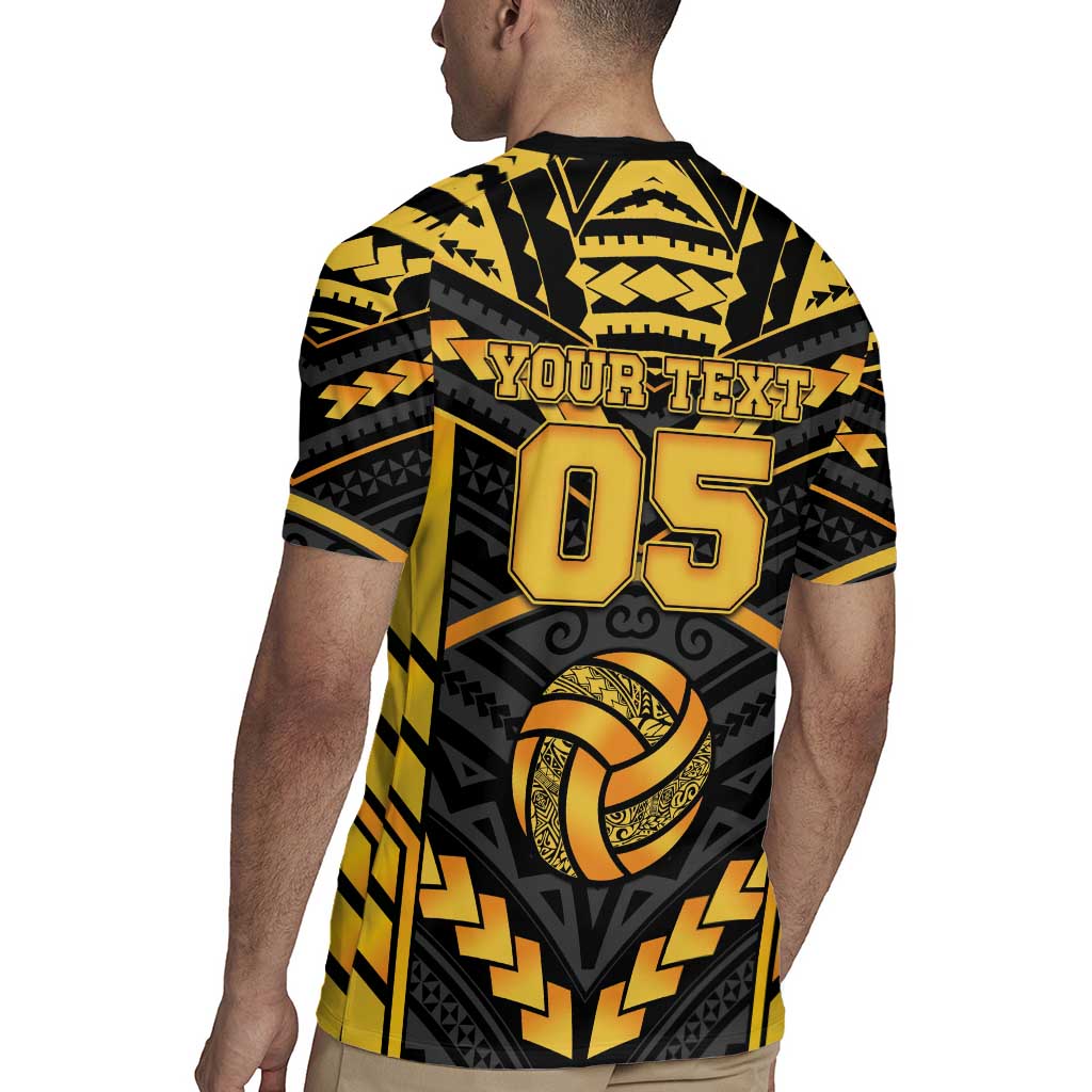Custom Polynesia Beach Volleyball Rugby Jersey Gold Polynesian Tribal Pattern - Polynesian Pride