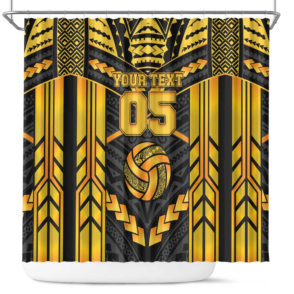 Custom Polynesia Beach Volleyball Shower Curtain Gold Polynesian Tribal Pattern - Polynesian Pride