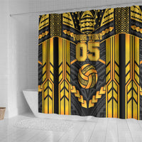 Custom Polynesia Beach Volleyball Shower Curtain Gold Polynesian Tribal Pattern - Polynesian Pride