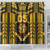 Custom Polynesia Beach Volleyball Shower Curtain Gold Polynesian Tribal Pattern - Polynesian Pride