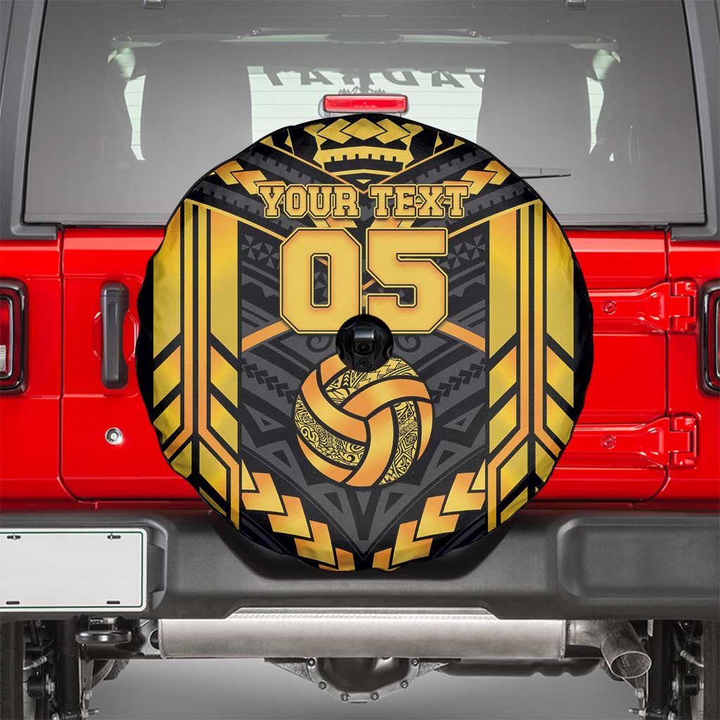 Custom Polynesia Beach Volleyball Spare Tire Cover Gold Polynesian Tribal Pattern LT05 - Polynesian Pride