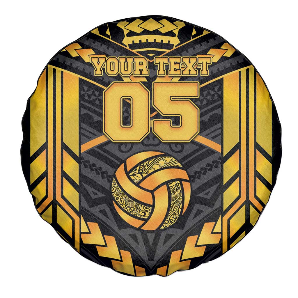 Custom Polynesia Beach Volleyball Spare Tire Cover Gold Polynesian Tribal Pattern LT05 - Polynesian Pride