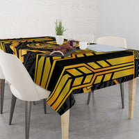 Custom Polynesia Beach Volleyball Tablecloth Gold Polynesian Tribal Pattern - Polynesian Pride