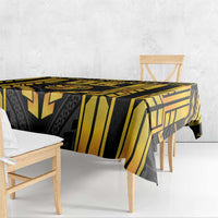 Custom Polynesia Beach Volleyball Tablecloth Gold Polynesian Tribal Pattern - Polynesian Pride