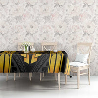 Custom Polynesia Beach Volleyball Tablecloth Gold Polynesian Tribal Pattern - Polynesian Pride