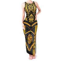Custom Polynesia Beach Volleyball Tank Maxi Dress Gold Polynesian Tribal Pattern - Polynesian Pride