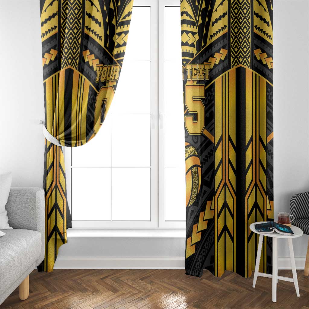 Custom Polynesia Beach Volleyball Window Curtain Gold Polynesian Tribal Pattern - Polynesian Pride
