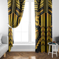 Custom Polynesia Beach Volleyball Window Curtain Gold Polynesian Tribal Pattern - Polynesian Pride