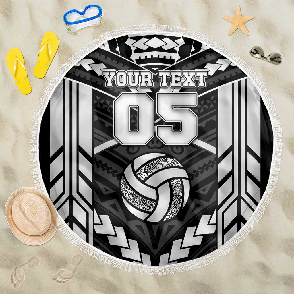 Custom Polynesia Beach Volleyball Beach Blanket Polynesian Tribal Pattern LT05 One Size 150cm Black - Polynesian Pride