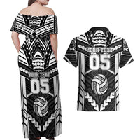 Custom Polynesia Beach Volleyball Couples Matching Off Shoulder Maxi Dress and Hawaiian Shirt Polynesian Tribal Pattern - Polynesian Pride