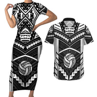 Custom Polynesia Beach Volleyball Couples Matching Short Sleeve Bodycon Dress and Hawaiian Shirt Polynesian Tribal Pattern - Polynesian Pride