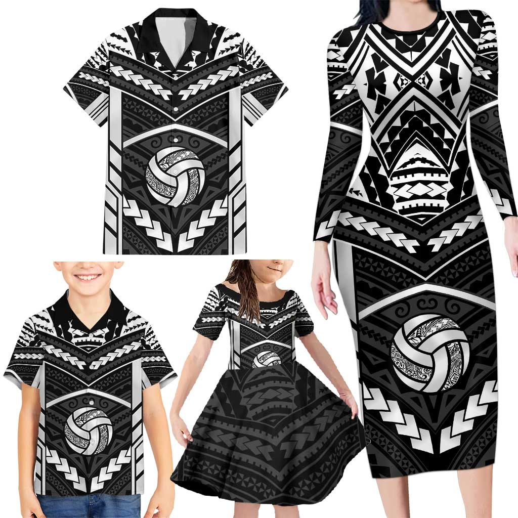 Custom Polynesia Beach Volleyball Family Matching Long Sleeve Bodycon Dress and Hawaiian Shirt Polynesian Tribal Pattern - Polynesian Pride