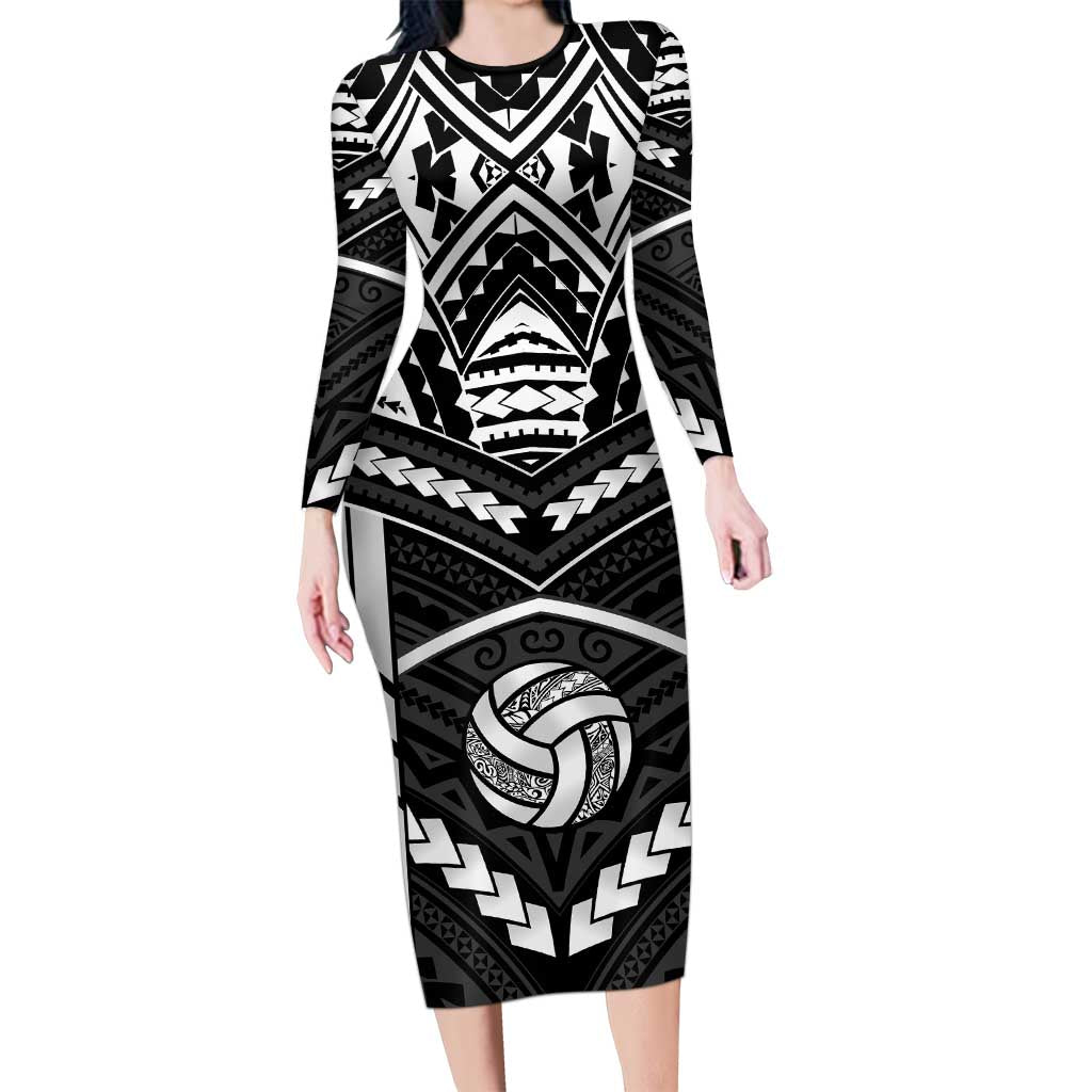 Custom Polynesia Beach Volleyball Family Matching Long Sleeve Bodycon Dress and Hawaiian Shirt Polynesian Tribal Pattern - Polynesian Pride