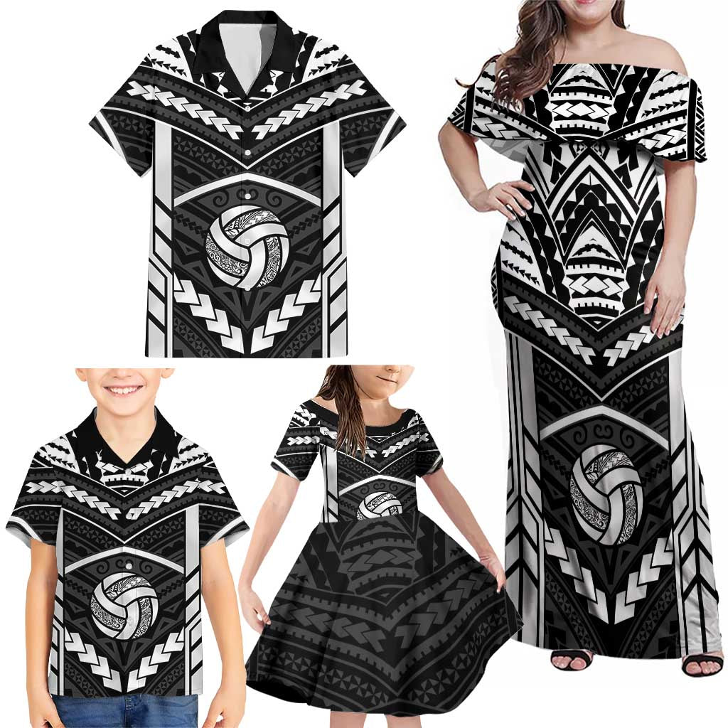 Custom Polynesia Beach Volleyball Family Matching Off Shoulder Maxi Dress and Hawaiian Shirt Polynesian Tribal Pattern LT05 - Polynesian Pride