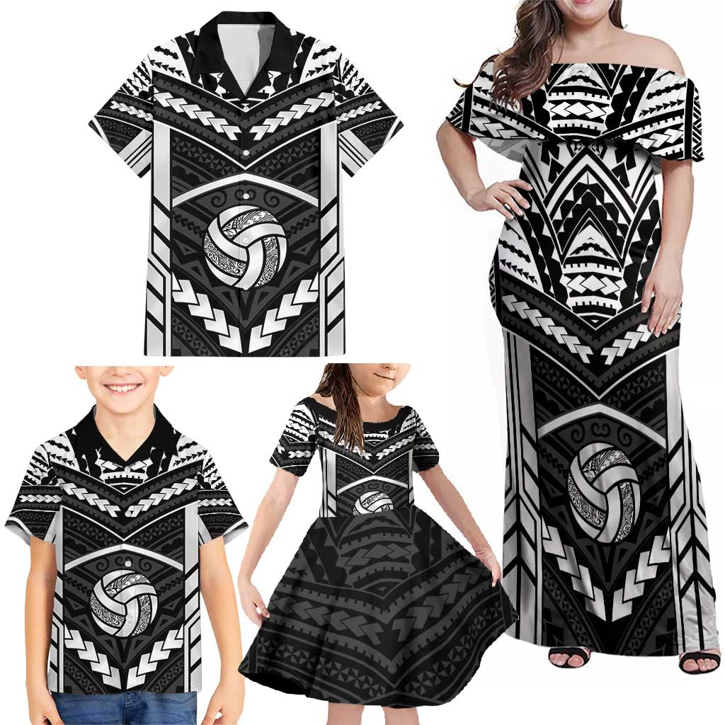 Custom Polynesia Beach Volleyball Family Matching Off Shoulder Maxi Dress and Hawaiian Shirt Polynesian Tribal Pattern - Polynesian Pride