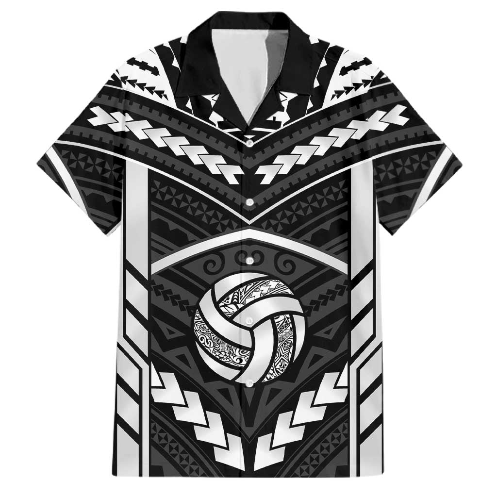 Custom Polynesia Beach Volleyball Family Matching Off Shoulder Maxi Dress and Hawaiian Shirt Polynesian Tribal Pattern LT05 Dad's Shirt - Short Sleeve Black - Polynesian Pride