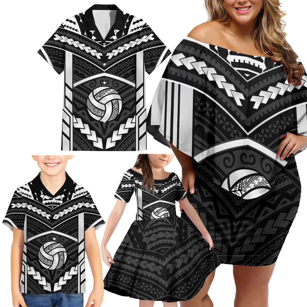 Custom Polynesia Beach Volleyball Family Matching Off Shoulder Short Dress and Hawaiian Shirt Polynesian Tribal Pattern LT05 - Polynesian Pride